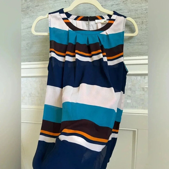 Anthropologie meadow rue blue white stripe top sleeveless mp medium petite - Picture 6 of 14